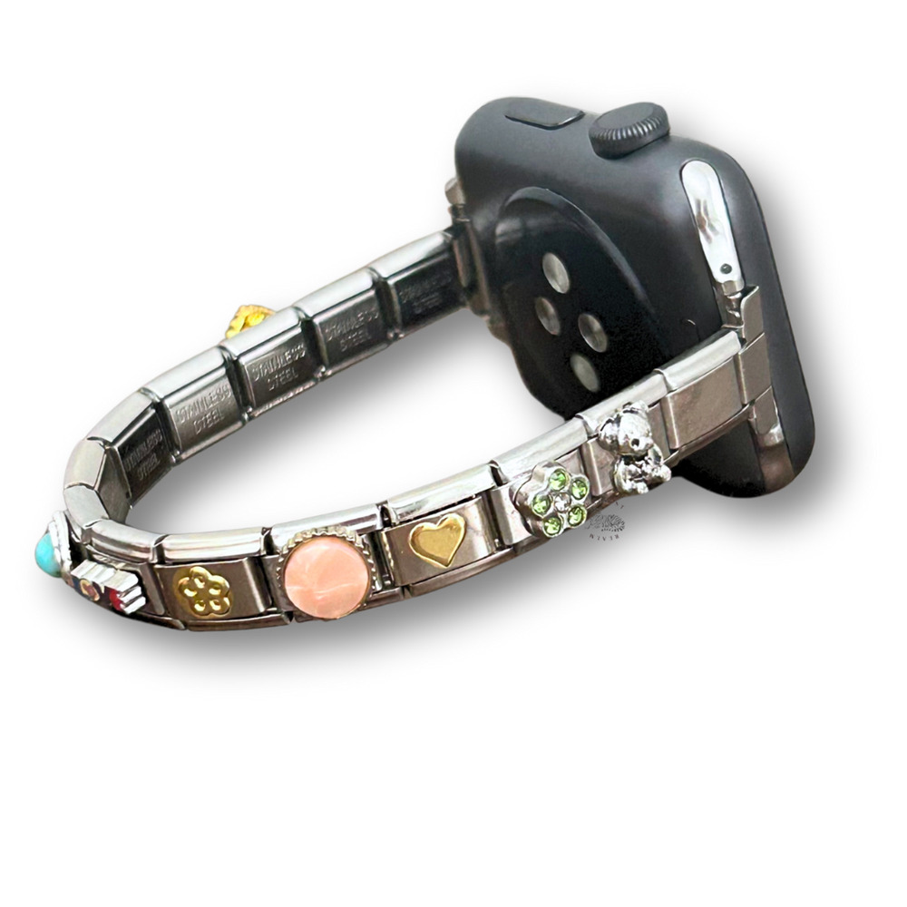 Feminine Style Silver Italian Charm Bracelet Compatible with Smart Watch Band